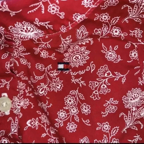 Tommy Hilfiger Toddler Girl Dress 18-24m Red Rose Pattern Long Sleeves Ruffles - Picture 3 of 4